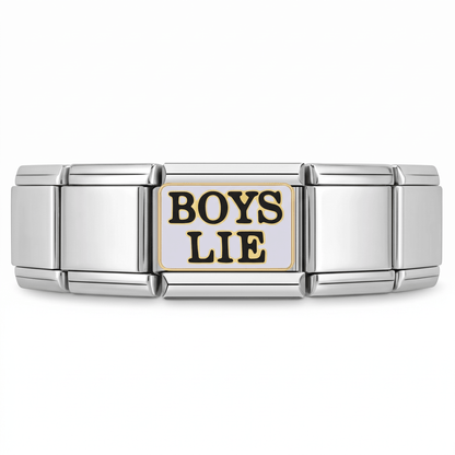 Charm Boys lie (Plateado) en pulsera italiana de eslabones