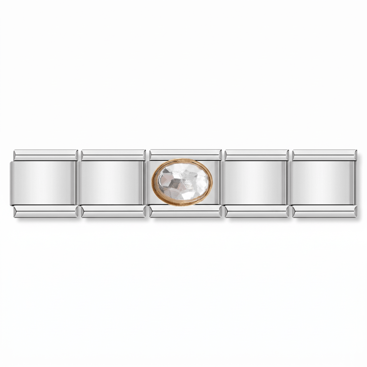 Charm Brillo Blanco en pulsera italiana de eslabones