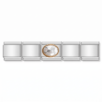 Charm Brillo Blanco en pulsera italiana de eslabones