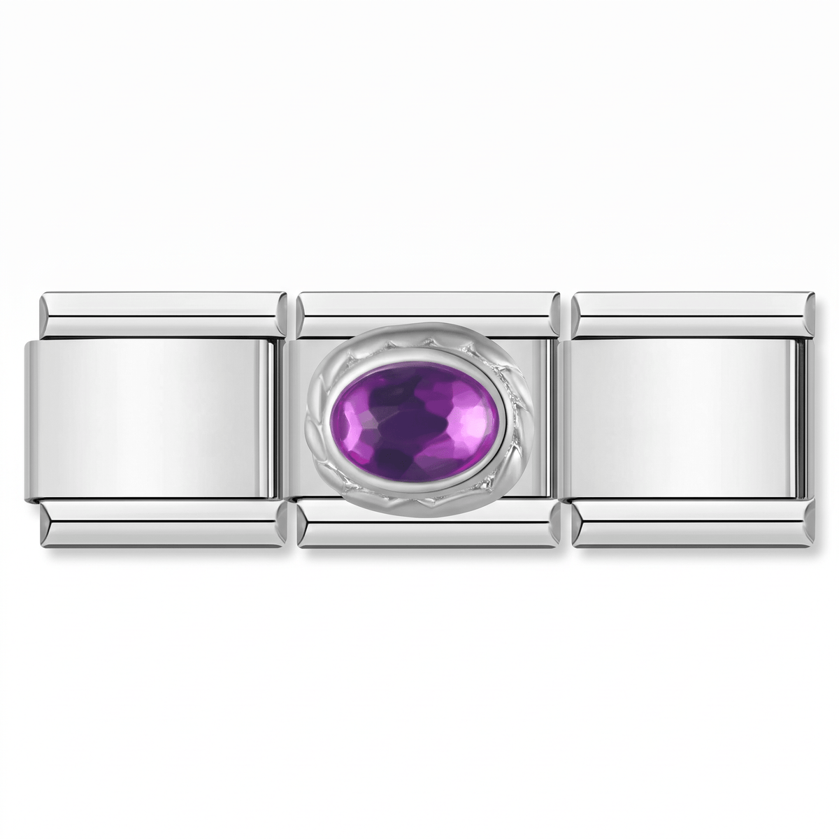 Charm Brillo Morado en pulsera italiana de eslabones