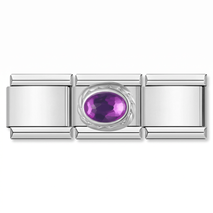 Charm Brillo Morado en pulsera italiana de eslabones