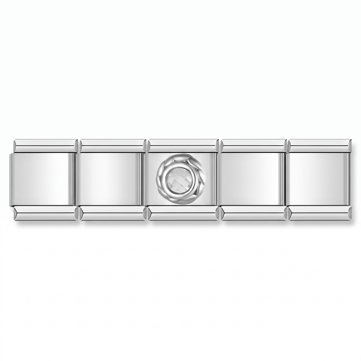 Charm Brillo Plateado en pulsera italiana de eslabones
