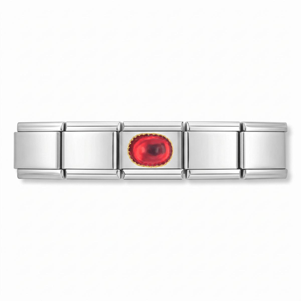 Charm Brillo Rojo en pulsera italiana de eslabones