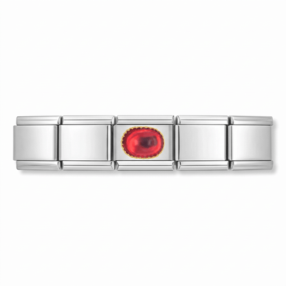 Charm Brillo Rojo en pulsera italiana de eslabones