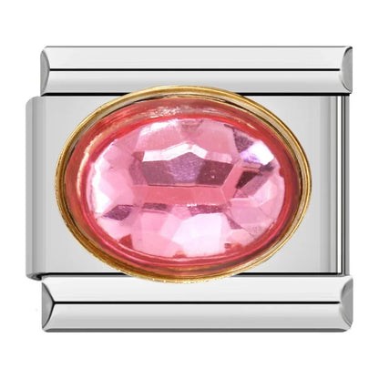 Charm Brillo rosa (Borde Dorado) - Italian Charms