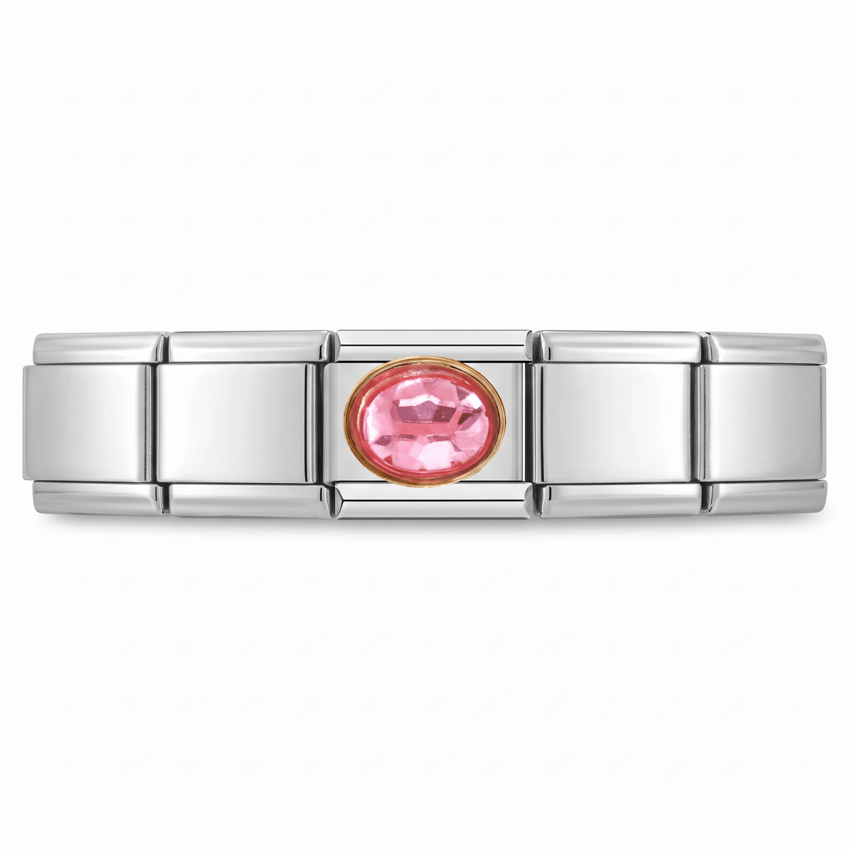 Charm Brillo rosa (Borde Dorado) en pulsera italiana de eslabones