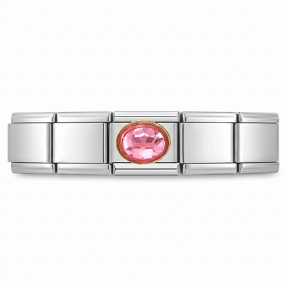 Charm Brillo rosa (Borde Dorado) en pulsera italiana de eslabones