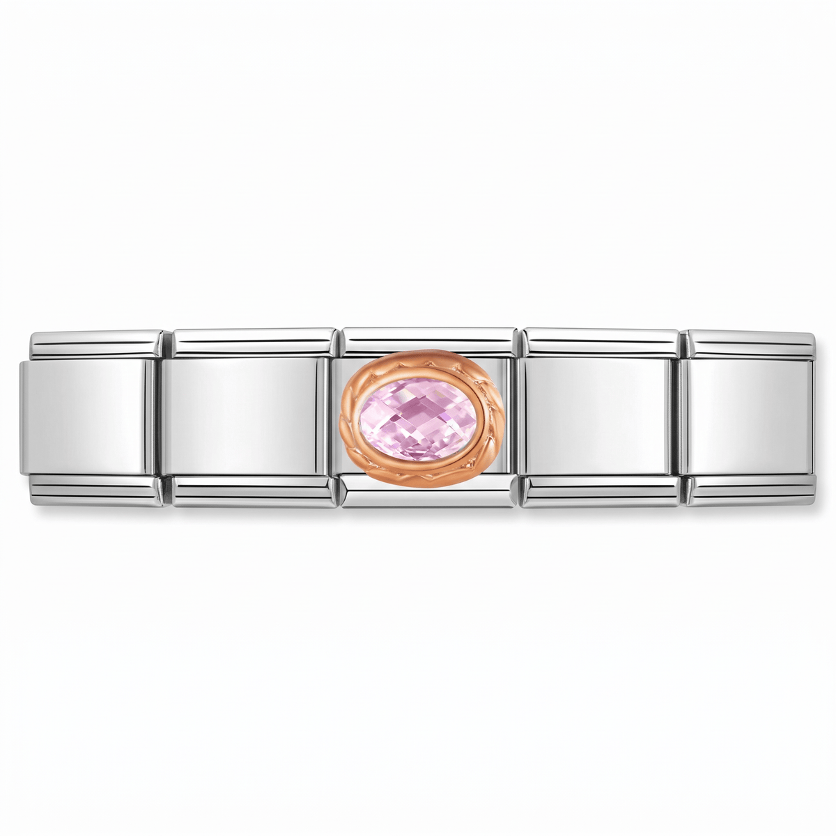 Charm Brillo Rosa (Oro Rosa) en pulsera italiana de eslabones