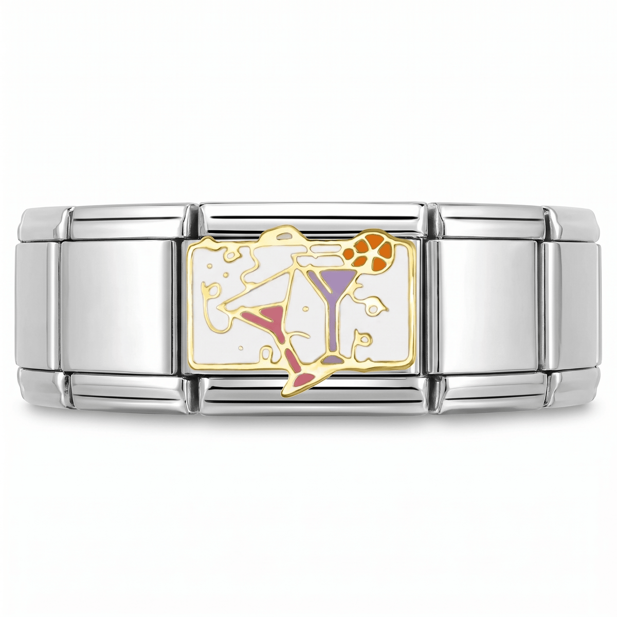 Charm Brindis (Cócteles) en pulsera italiana de eslabones