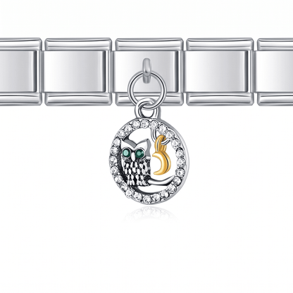 Charm Búho Luna en pulsera italiana de eslabones