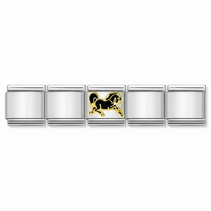 Charm Caballo (Corriendo) en pulsera italiana de eslabones