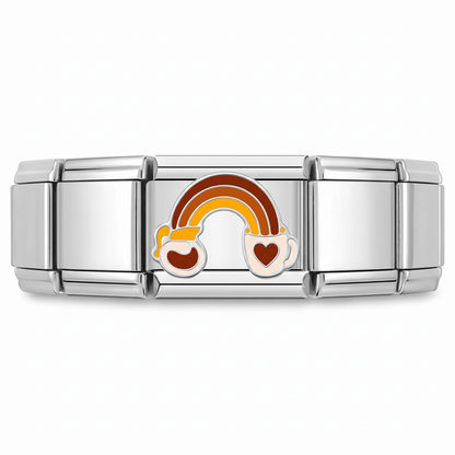 Charm Cafe Arcoiris en pulsera italiana de eslabones