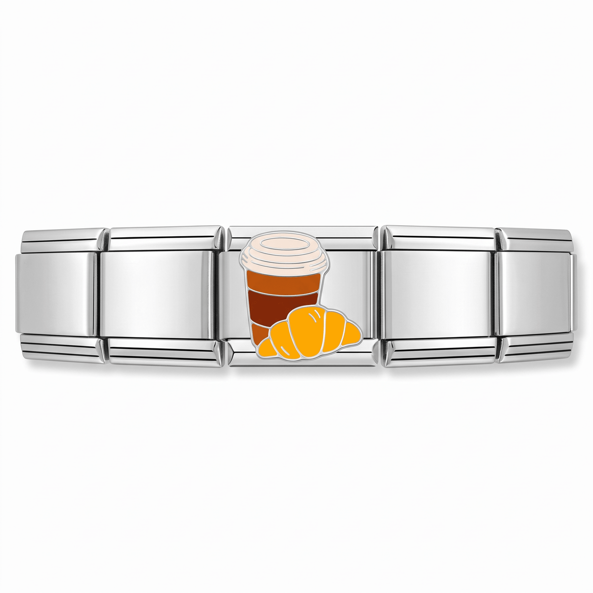 Charm Cafe Croassant en pulsera italiana de eslabones