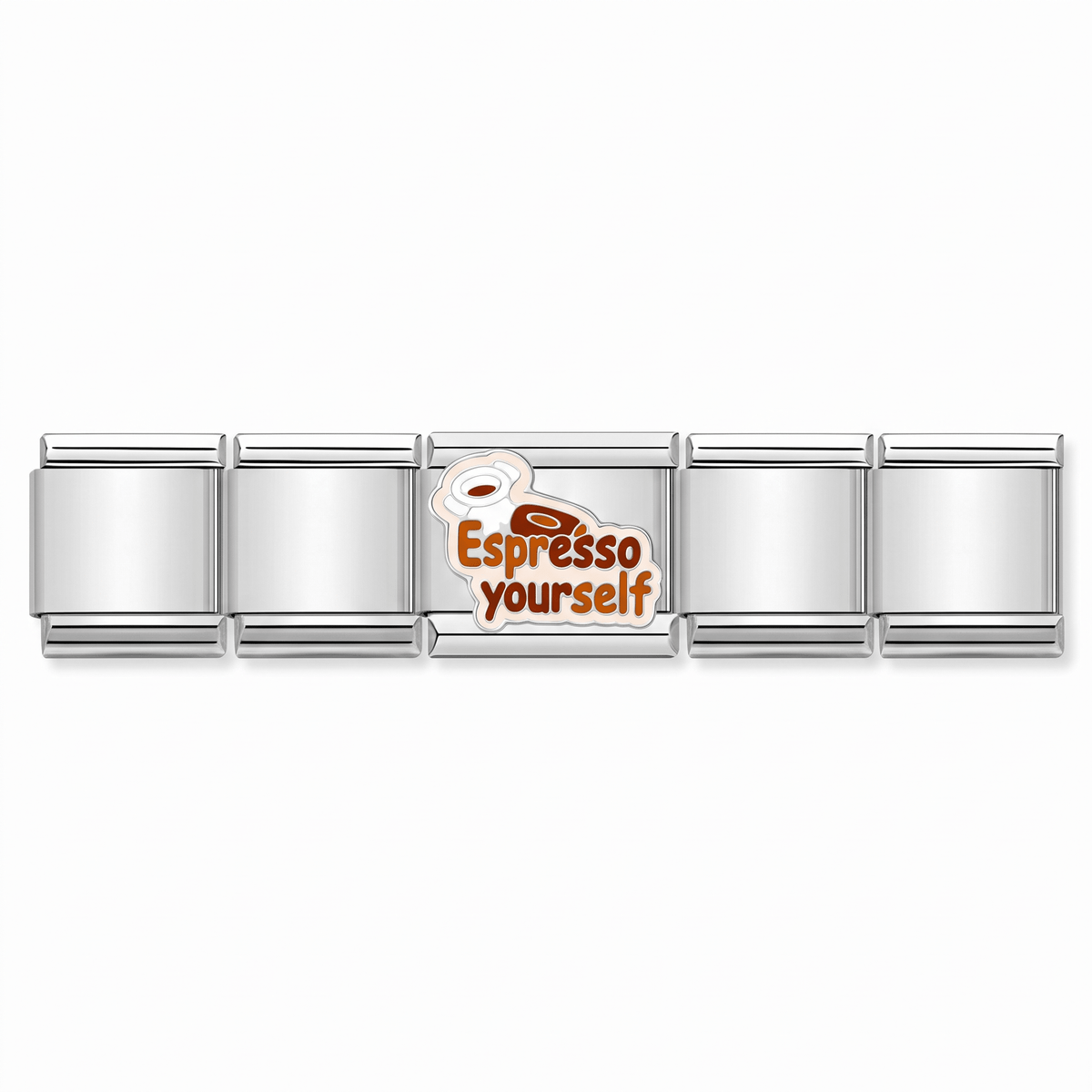Charm Cafe Espresso en pulsera italiana de eslabones