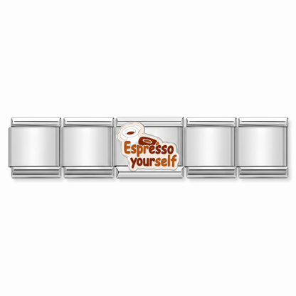 Charm Cafe Espresso en pulsera italiana de eslabones