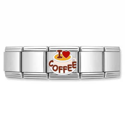 Charm Cafe Lover en pulsera italiana de eslabones