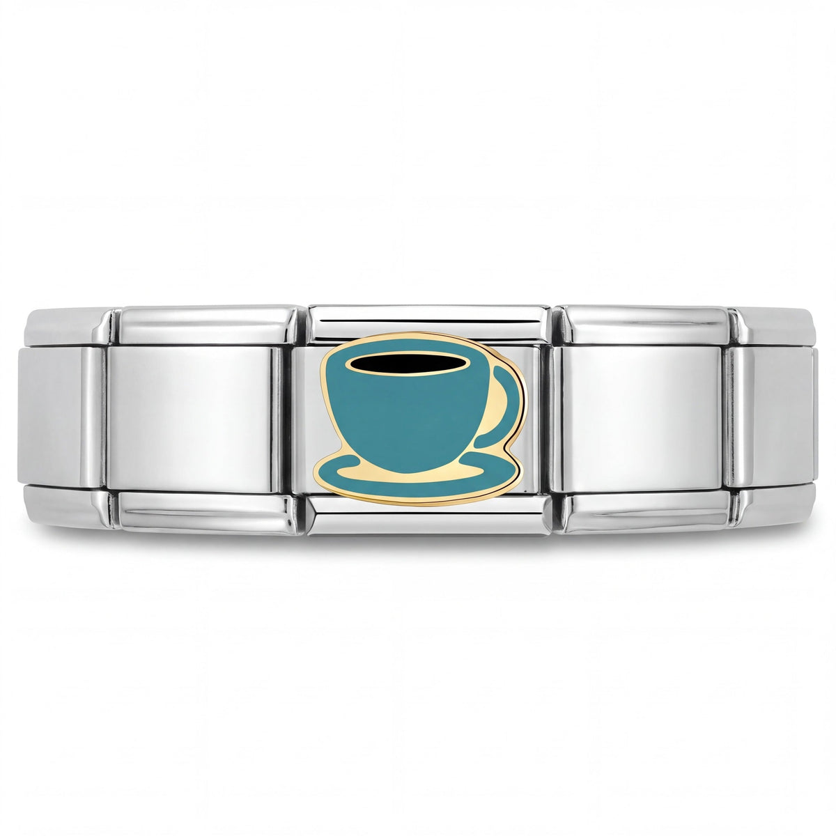 Charm Cafe (Taza Azul) en pulsera italiana de eslabones