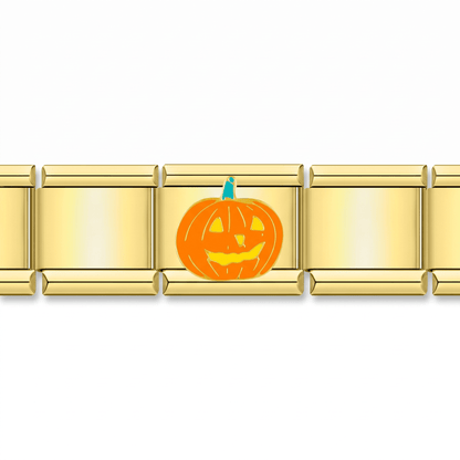 Charm Calabaza (Dorado) en pulsera italiana de eslabones