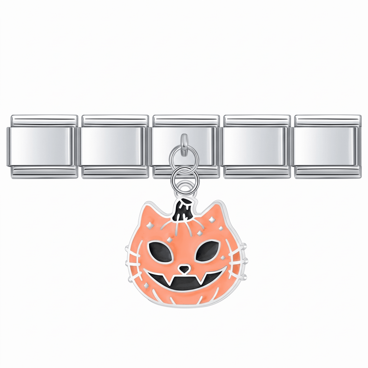 Charm Calabaza halloween (Naranja) en pulsera italiana de eslabones