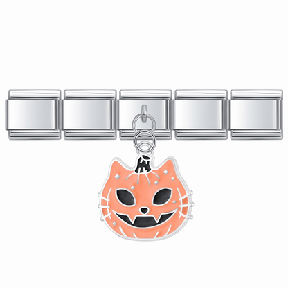 Charm Calabaza halloween (Naranja) en pulsera italiana de eslabones