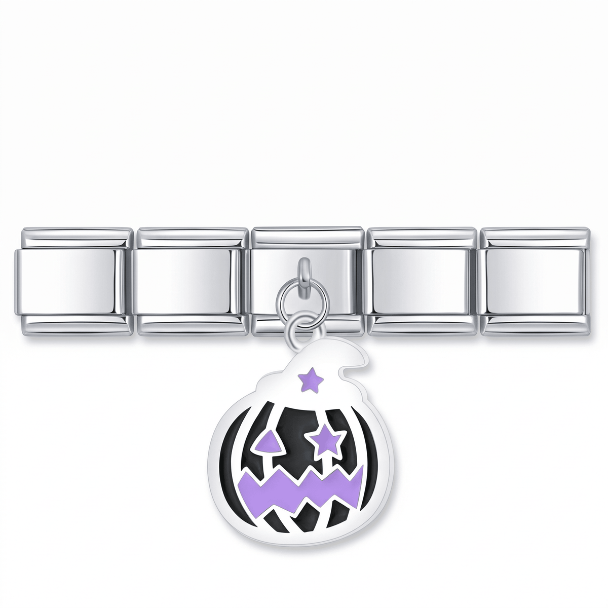 Charm Calabaza halloween (Negra) en pulsera italiana de eslabones