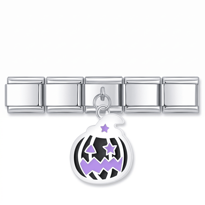 Charm Calabaza halloween (Negra) en pulsera italiana de eslabones