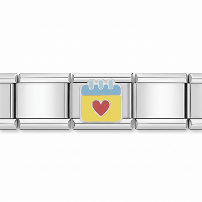 Charm Calendario amor en pulsera italiana de eslabones