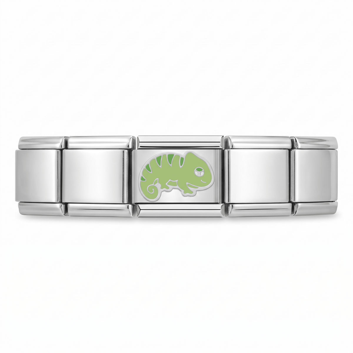Charm Camaleón en pulsera italiana de eslabones