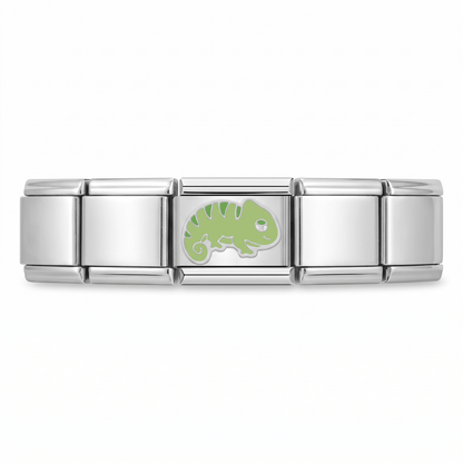 Charm Camaleón en pulsera italiana de eslabones