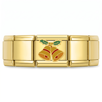 Charm Campanas de Navidad en pulsera italiana de eslabones