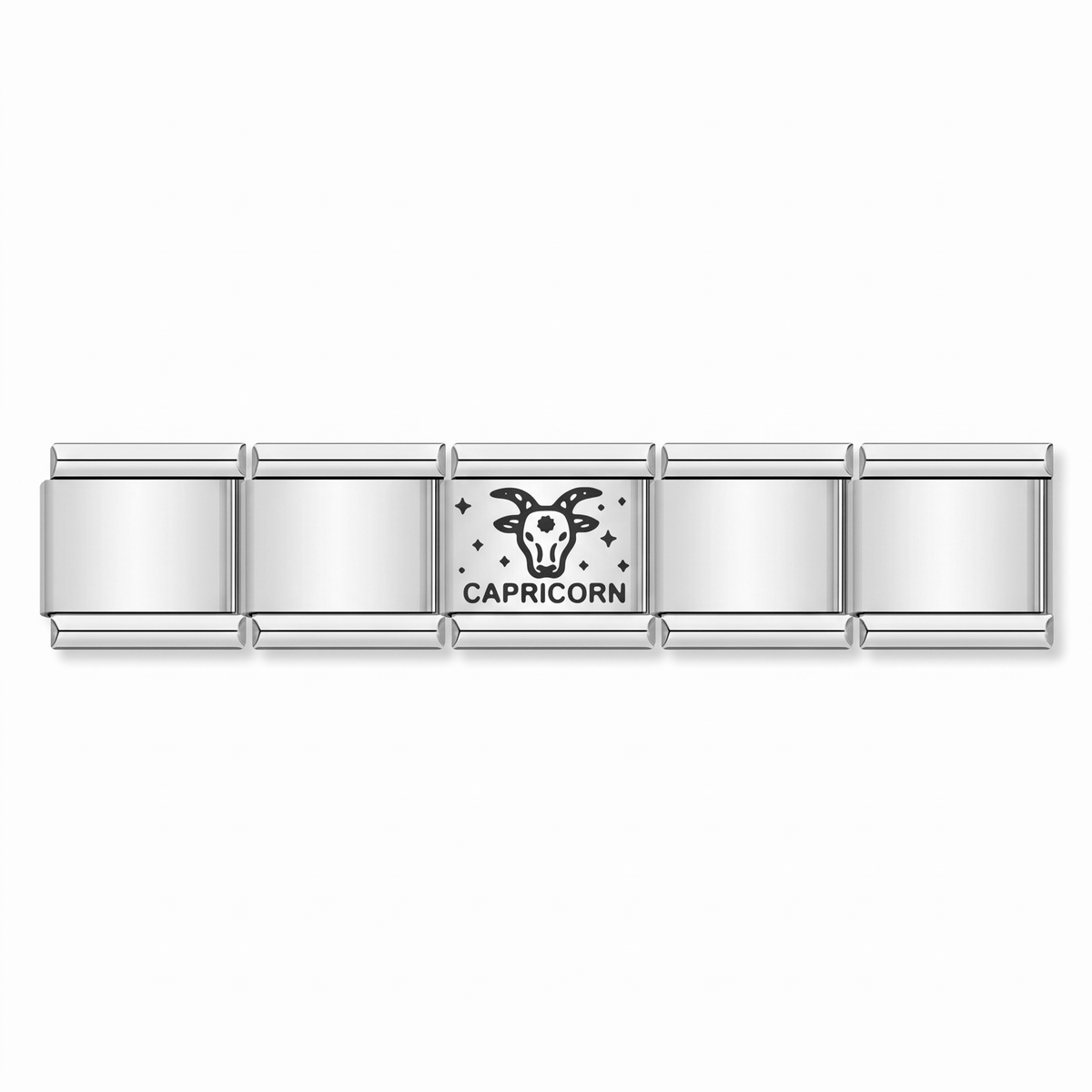 Charm Capricornio (Plateado) en pulsera italiana de eslabones