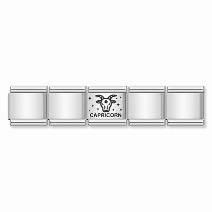 Charm Capricornio (Plateado) en pulsera italiana de eslabones