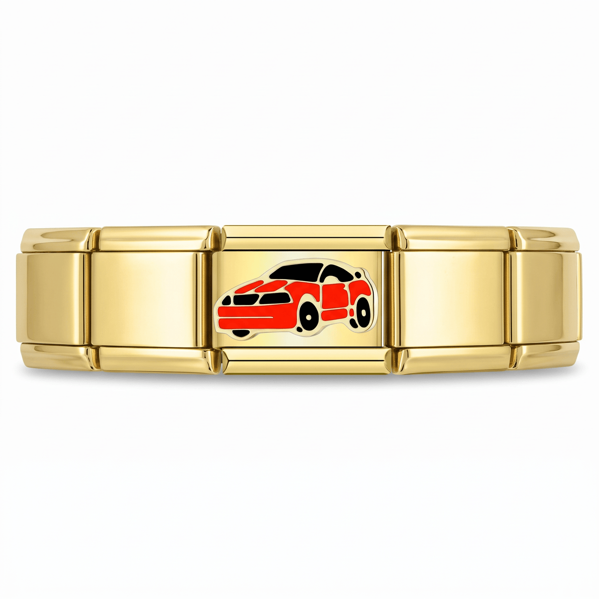Charm Carro Rojo (Dorado) en pulsera italiana de eslabones