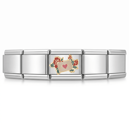 Charm Carta de Amor en pulsera italiana de eslabones