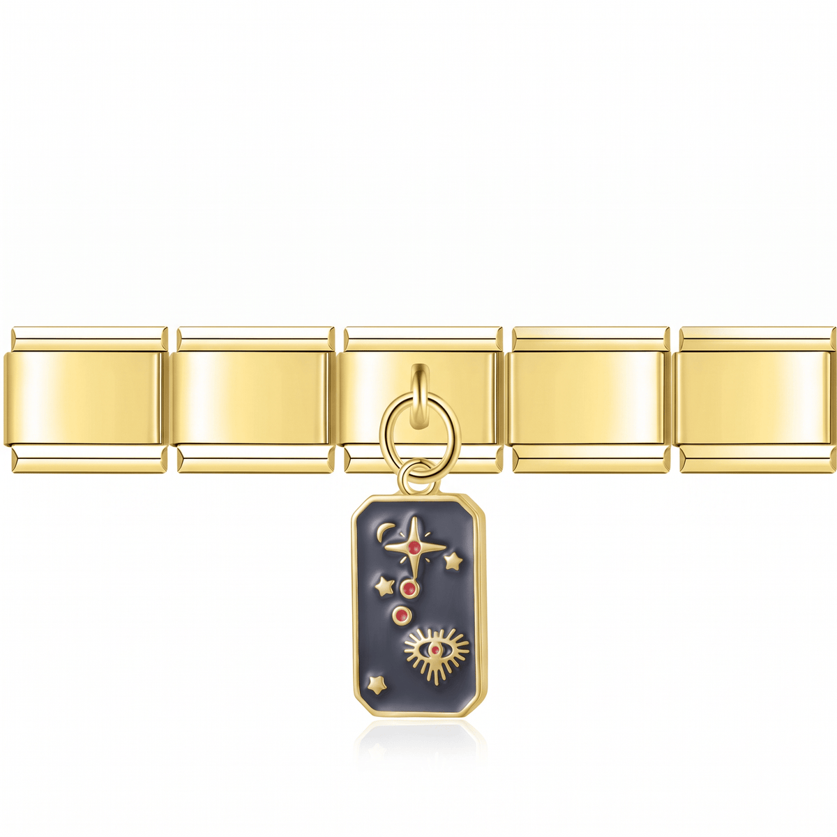 Charm Carta de tarot (Estrellas) en pulsera italiana de eslabones