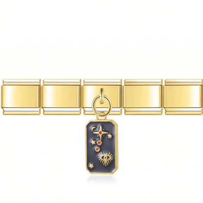 Charm Carta de tarot (Estrellas) en pulsera italiana de eslabones