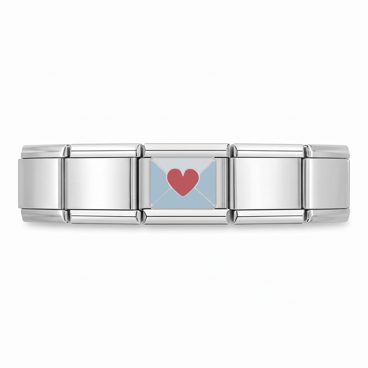 Charm Carta (Plateado) en pulsera italiana de eslabones