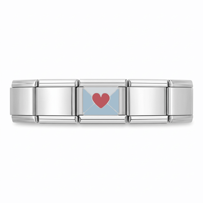 Charm Carta (Plateado) en pulsera italiana de eslabones