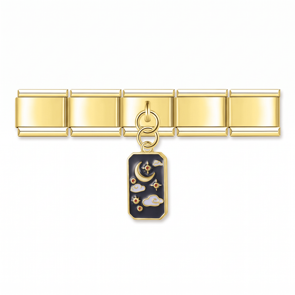 Charm carta tarot (Luna) en pulsera italiana de eslabones