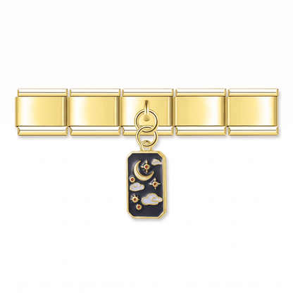 Charm carta tarot (Luna) en pulsera italiana de eslabones
