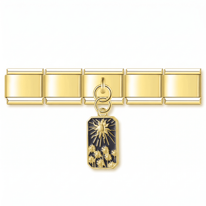 Charm carta tarot (Sol) en pulsera italiana de eslabones