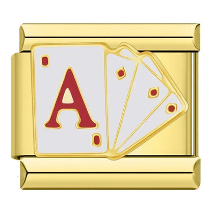 Charm Cartas Poker (Ases, Dorado) - Italian Charms