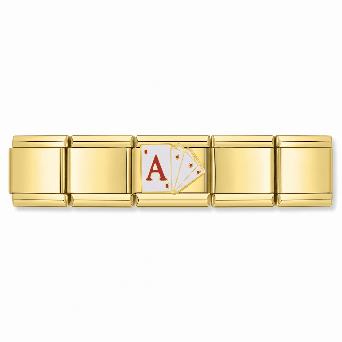 Charm Cartas Poker (Ases, Dorado) en pulsera italiana de eslabones
