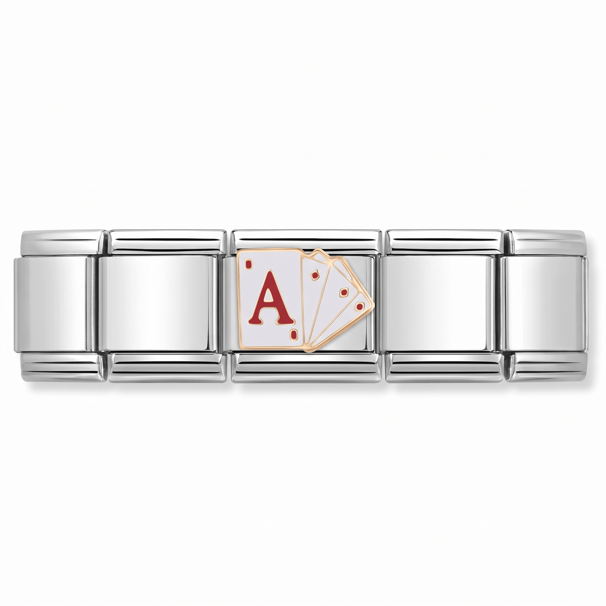 Charm Cartas Poker (Ases, Plateado) en pulsera italiana de eslabones