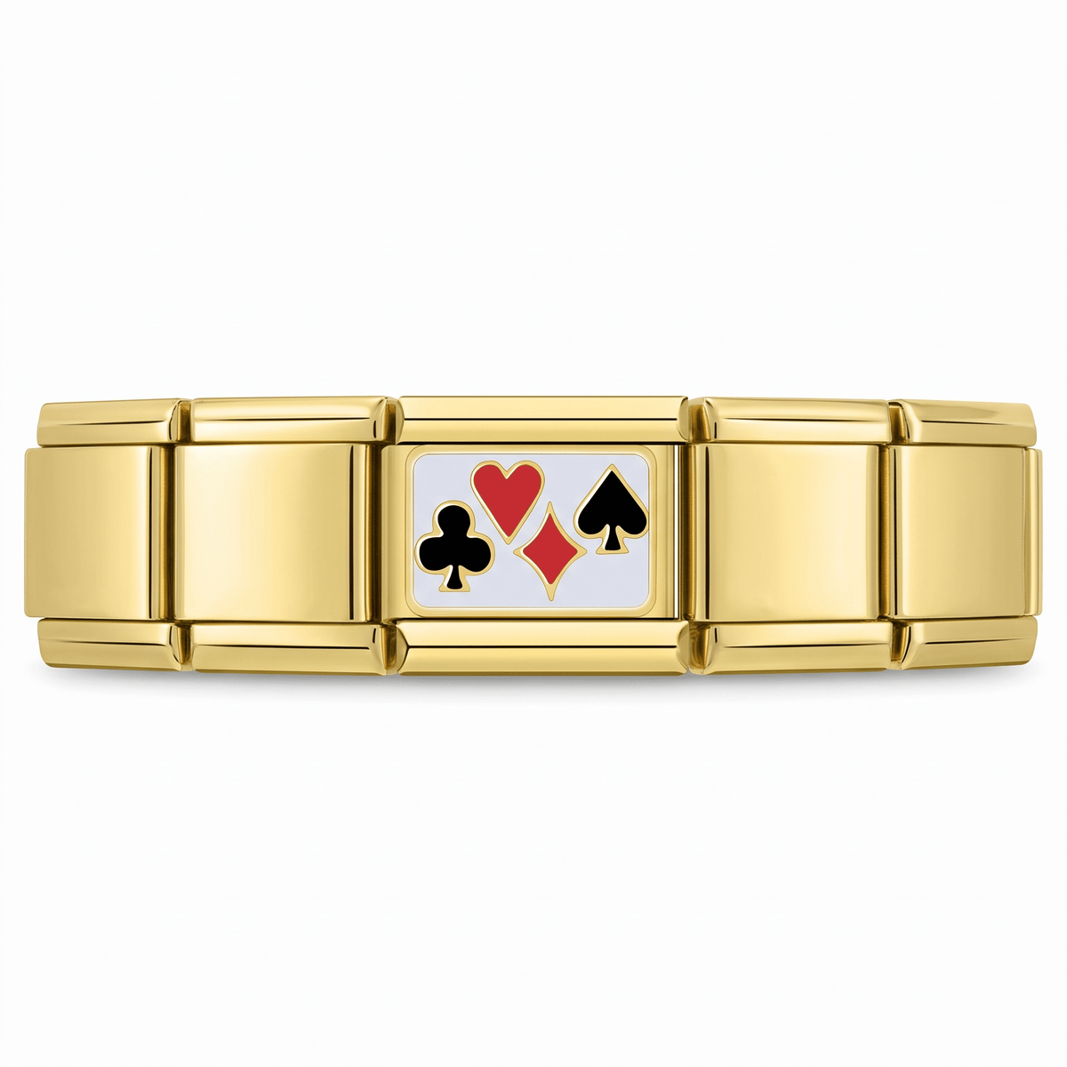 Charm Cartas Poker (Símbolos, Dorado) en pulsera italiana de eslabones