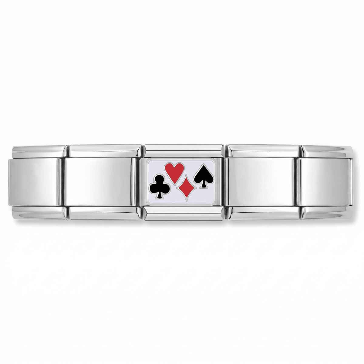 Charm Cartas Poker (Símbolos, Plateado) en pulsera italiana de eslabones