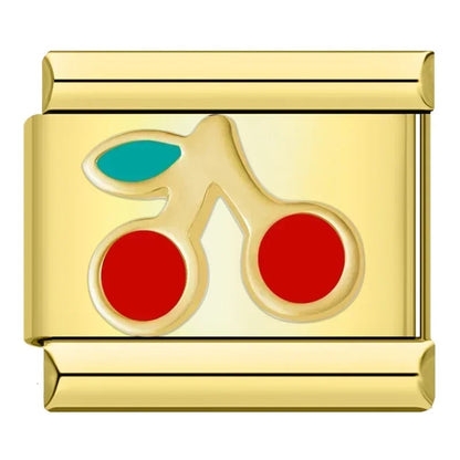 Charm Cerezas (Fondo Dorado) - Italian Charms
