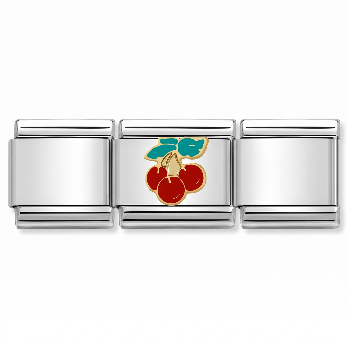 Charm Cerezas (Clásicas) en pulsera italiana de eslabones