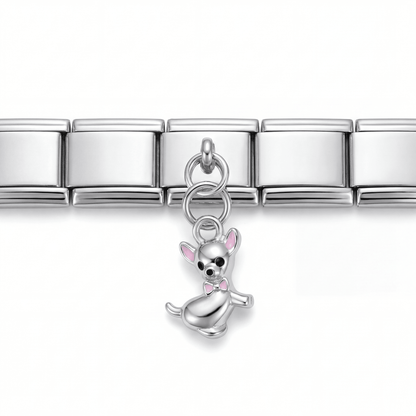 Charm Chihuahua Colgante en pulsera italiana de eslabones
