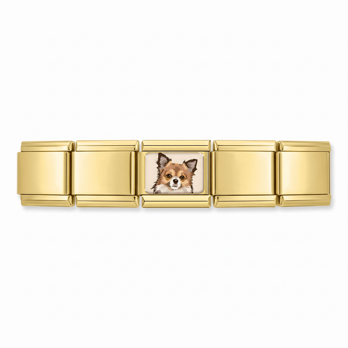 Charm Chihuahua (Dorado) en pulsera italiana de eslabones